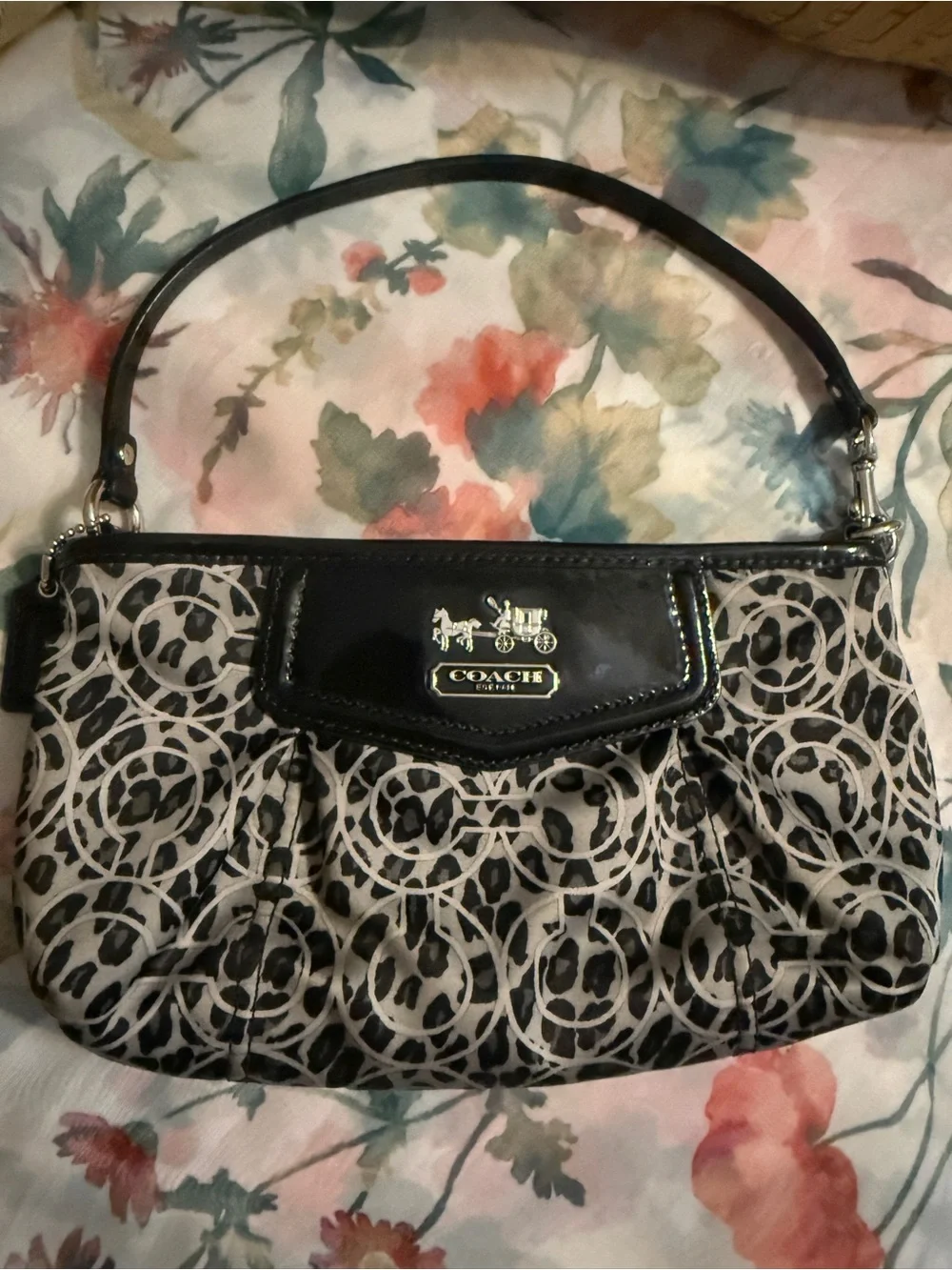Coach Madison Ocelot Print Wristlet and Keychain ID Holder / Coin case preowned